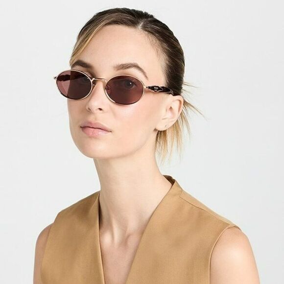 NEW Prada PR65ZS ZVN20I Pale Gold Purple Brown Oval Metal Unisex Sunglasses - Picture 1 of 11